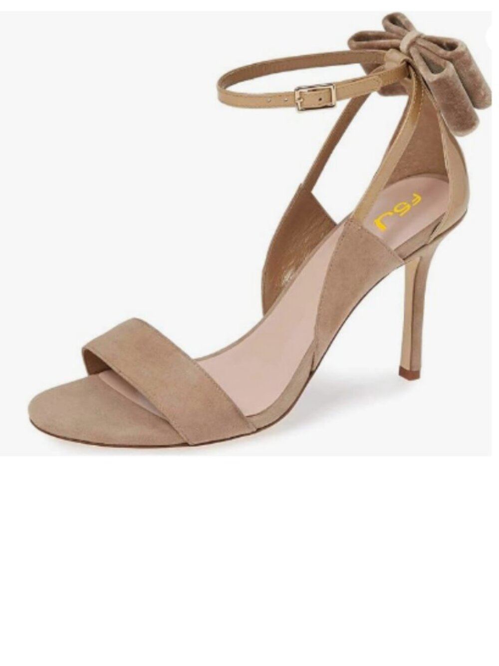 FSJ Tan Open Toe Strappy Cut Out Summer Sandals High Heel Ankle Strap Bow Shoes